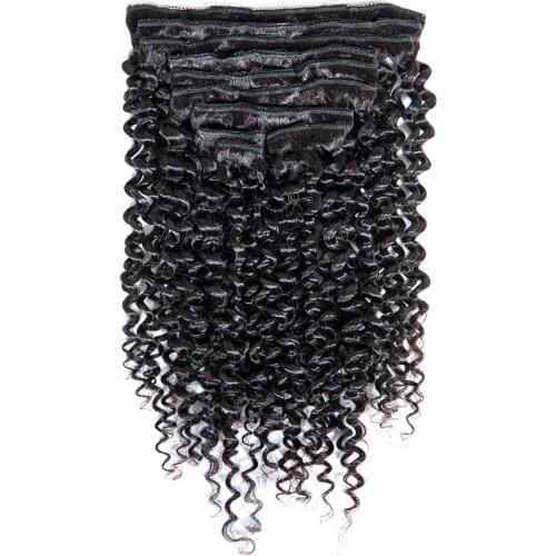 Tinashe Beauty Kinky Curly Clip In Human Hair Extensions For Black Women Brazilian 4C Kinky weave Clipins Natural Black 8 pcs