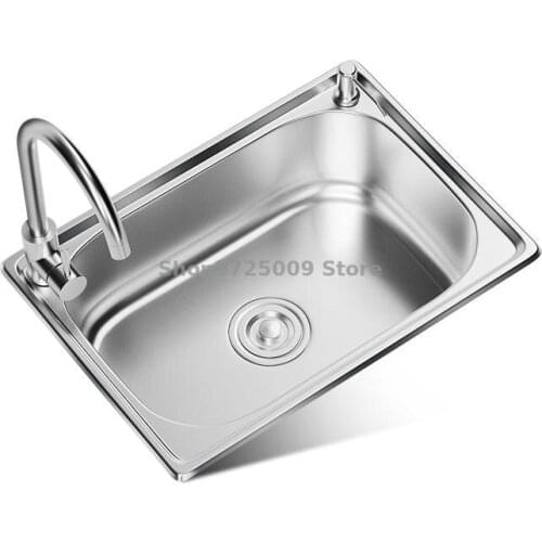 304 Stainless Steel Sink Single-slot Kitchen Sink Sink Thickened Sink Size Integrated Household Package