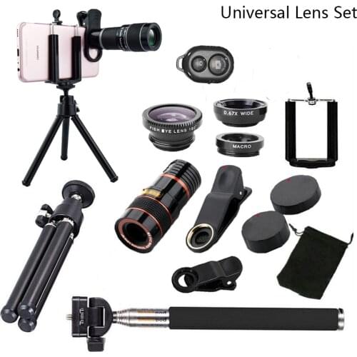 All in 1 Accessories Phone Camera Lens Top Travel Kit For iPhone 8 X 7 6 Plus Samsung galaxy S9 HTC for XIAOMI HUAWEI cellphones