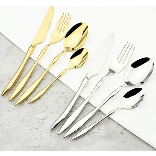 High Grade Dinnerware Set 304 Stainless Steel Cutlery Set Western Steak Knife Fork Spoon Tableware Gold Party Kitchen Silverware