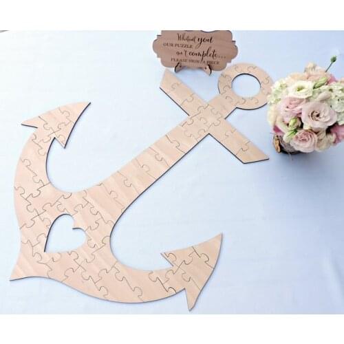 Anchor Wedding Guest Book Puzzle, Wood Puzzle Guest Book, Custom Wedding Guest Book Puzzle, Wooden Wedding Puzzle, Anchor Guest
