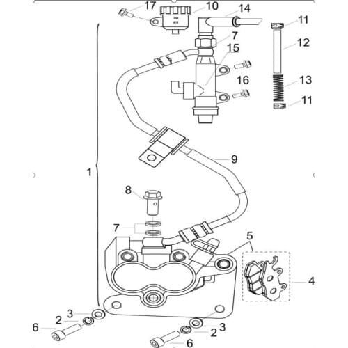 Rear brake pump page of Benelli TNT150 BJ150-29A BJ150-29B