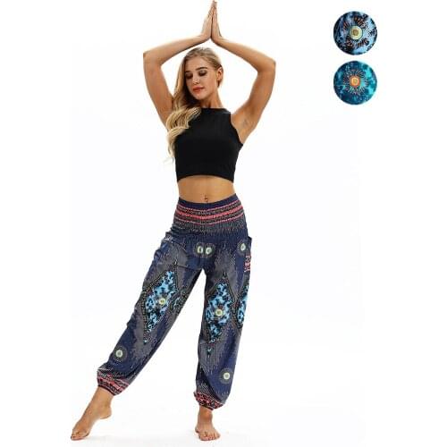Women Yoga Pants Boho Harem Wide Leg Loose Hippie Sweat Pants Casual Jogger Running Ravel Lounge Festival Casual Beach Pants