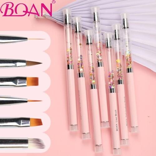 BQAN 1PC Pink Nail Brush UV Gel Brush Extension Liner Painting Brush Manicure Tools For Nail Art Oil and Sequins In The Handle