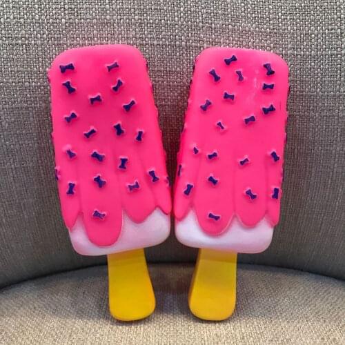 1pcs Pink Pet Dog Toy Squeak Sound Durable Silicon Ice-cream Toys For Puppy Dog Cat Molar Teeth Chew Toy Bite Resistant Training