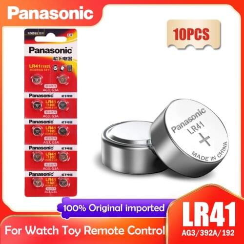 10PCS Panasonic 192 LR41 1.5V Button Cell Batteries SR41 AG3 G3A L736 192 392A For Toys Watch Calculator Computer Clock 0%Hg