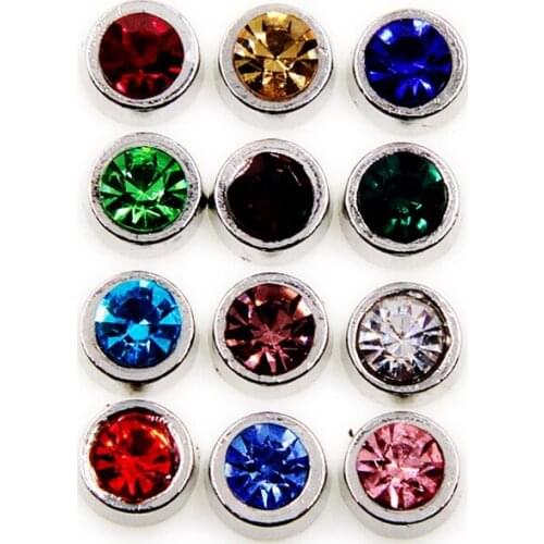 12 Crystal Birthstone Round Floating Charms For Living Memory Glass Floating Locket Pendants Necklace DIY Accessories 10pcs/lot