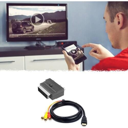 1080p S-video to 3 RCA AV Audio 2In1 Adapter Cable W/SCART to 3RCA Phono Adapter for Projector/DVD/TV Audio Connector Parts