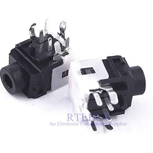 20 pcs 3.5 mm Phone Jack Audio Stereo Socket 7 pin 3 pole right Angle Through Holes 2 Switch NC Cross 2SJ-09005N13 For Plug 14.0