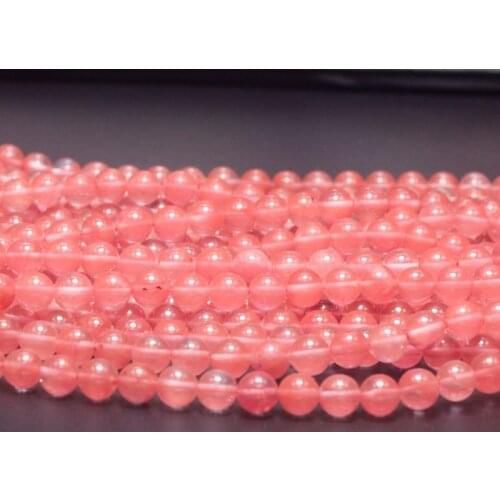 4/6/8/10MM Round Cherry Quartz Natural Stone Beads and Beads for Jewelry Making DIY Bracelet Necklace Jewelery Strand 15"