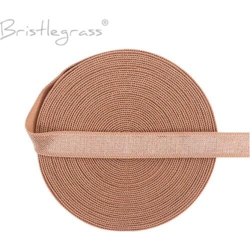 BRISTLEGRASS 5 Yard 3/8" 10mm Pecan Brown Spandex Satin Band Shiny Non-fold Over Elastic Headband Bra Strap Lace Trim DIY Sewing