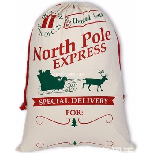 50pcs Christmas Stocking Bags Decoration Gift Bag Christmas Drawstring Canvas Santa Sack Candy Bags