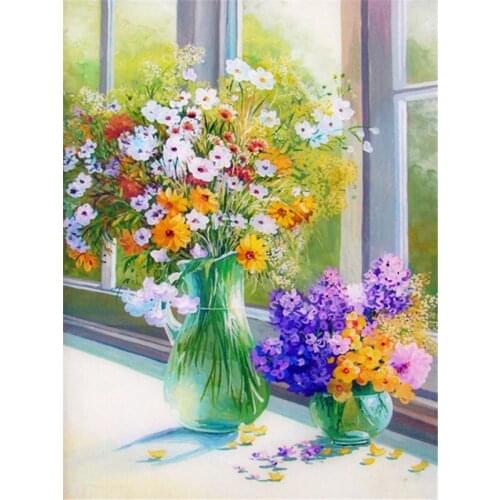 5D Diamond Paintings Daisy Flower Vase Full Square/Round Diamond Embroidery Floral Pictures of Rhinestones Home Decor
