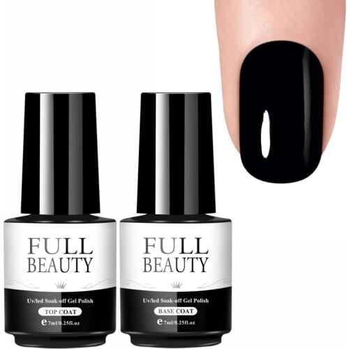 7ml Top Base Coat No Wipe Clear Gel Nail Polish Soak Off Semi Permanent Varnishes Glossy Nail Sealer Lacquer Manicure FB1571-3