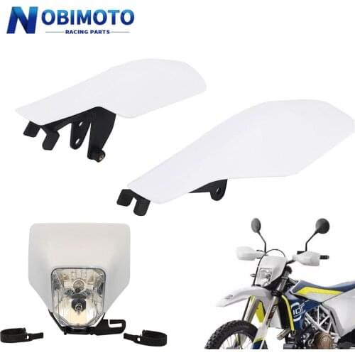 White Motorcycle Handguards Hand Guard H4 Headlight Headlamp For Husqvarna FC TC FE TE FX TX 2016 2017 Enduro Dirt Bike