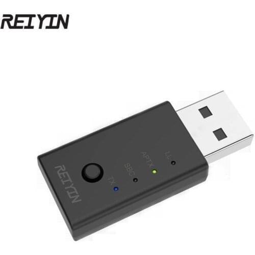 Reiyin Bluetooth 5.0 Audio aptX LL USB Dongle Wireless MIC Voice Chat Calls Adapter for PC Plug and play