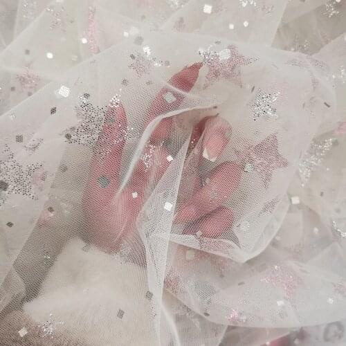 150*100cm Sparkle Star Mesh Tulle Fabric Net Tulle Wedding Party Decoration DIY Handmade Sewing Material