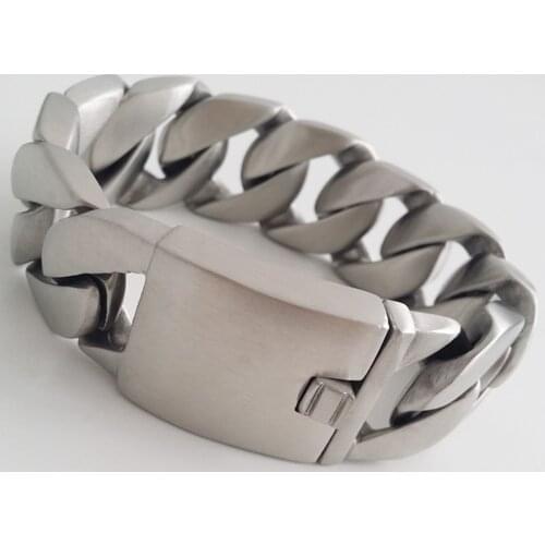 Granny Chic Mens Bracelets Hip Hop Matte Curb Cuban Link Chain 316L Stainless Steel Bracelet For Male Jewelry Gifts 26/32mm