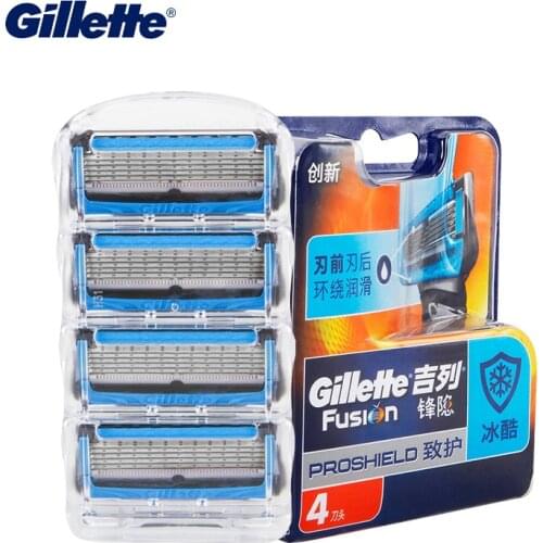 Gillette Fusion Proshield Shaver Blades Replacement Soft Face Shaving 5 Layers Safety Shaving Razor Blades for Men 4Pcs/Pack