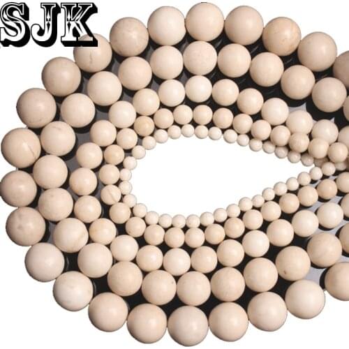 Natural Fossils Stone Beads Natural River Stone Round Loose Smooth Beads 4 6 8 10 12 MM For Bracelet Jewelry Making