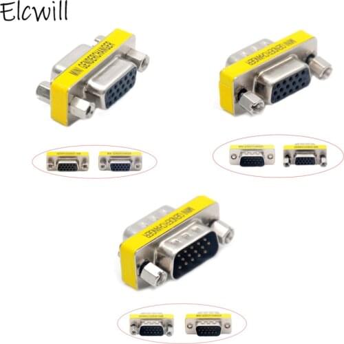 DB15 VGA Connector Mini Gender Changer Adapter 15 Pin Joint Serial Port M/M M/F F/F Converter