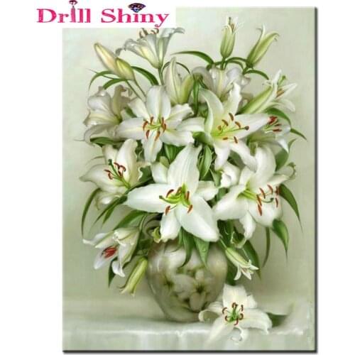 DIY Diamond Embroidery flowers lily vase Diamond Painting Cross Stitch Kits Home Decor Rhinestone square Full Diamond Floral