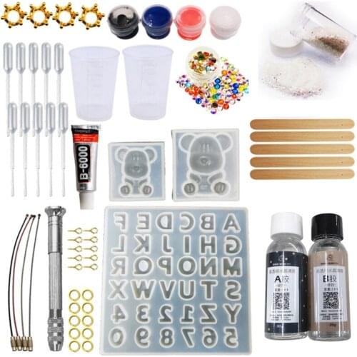 DIY Handmade Gummy Bear Alphabet Letters Epoxy Resin Molds Jewelry Making Decoration Key Chain Tools Kit with AB Resin Dropship