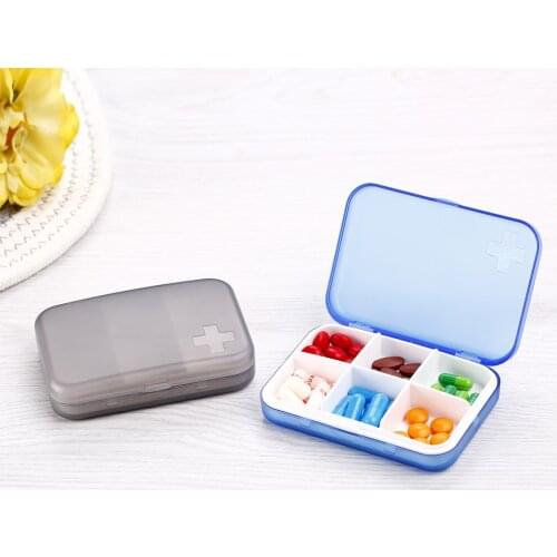 Travel Medicine Box Six Grids Pill Box Pill Case Pill Splitter Outdoor Medicine Seal Storage Box Medicine Box Holder Storage