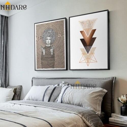 European Decorative Painting Abstract Graphical Brown Retro Style Girl Canvas Print Painting Poster Art Wall Picture Home Decor