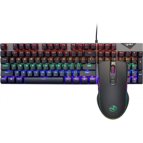 C1FB 104-key Gaming Keyboard and Mouse Wired LED Multi-color Backlight RGB Bundle for PC Gamers Users Laptop Computer