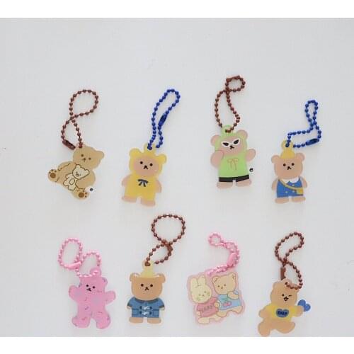 Ins Cute Cartoon Cool Bear Decorative Key Chain Girl Backpack Toy Stationery Accessories Airpods Case Creative Kawaii Pendant