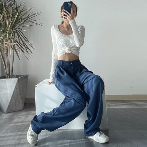 Summer Thin Straight Drape Trousers WomenS Plus Size High Waist Slimming Casual Mopping Wide-Leg Pants