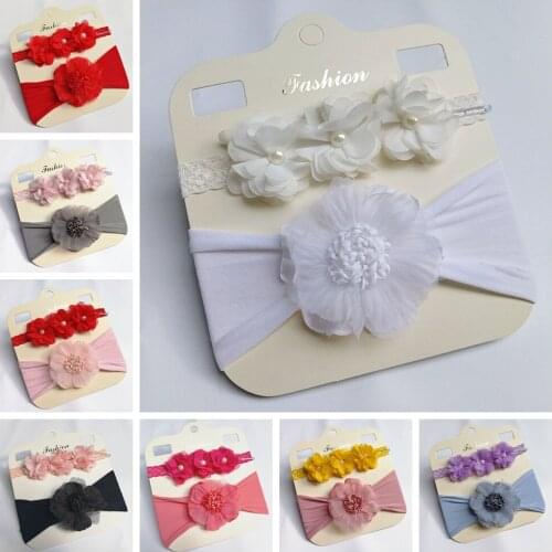 2pcs/set Fashion Artificial Flowers Elastic Hairband Cute Handmade Chiffon Floral Infant Headband Baby Headwear Birthday Gifts