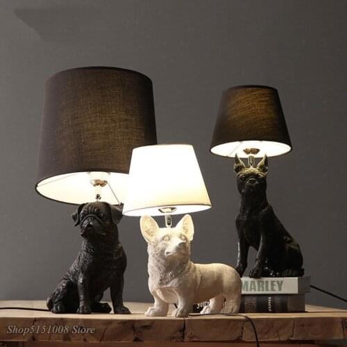 Denmark Puppy Dogs Table Lamps Black/White Animals Desk Lamp Bedroom Bedside Kids Room Living Room Home Decor Lighting Fixtures