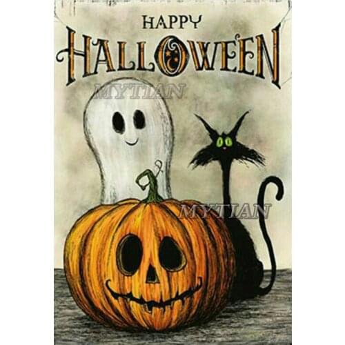 New Diamond Painting Cat Happy Halloween Pumpkin Diamond Embroidery Mosaic Craft DIY Full Square/round Layout Christmas gift