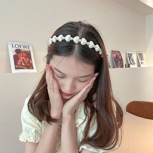 2021 New Women Romantic Heart-shaped Pearl Hair bands Girls Sweet wild Hair Decorate Headband Wedding Fashion Hair Accessories