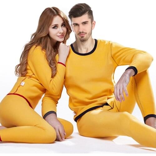 Men Women New Thermal Underwear for Middle-aged with Plush and Thickened Undershirts Gold Velvet Suits Plus Size Long Johns Sets