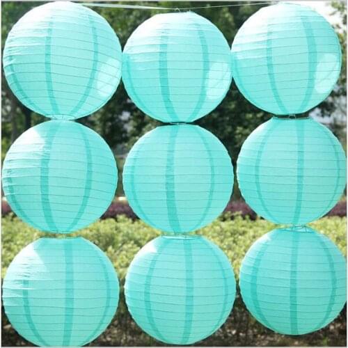 New 4-6-8-10-12-14-16Inch Tiffany Blue Chinese Paper Lanterns for Wedding Event Party Decoration Holiday Supplies Paper Ball