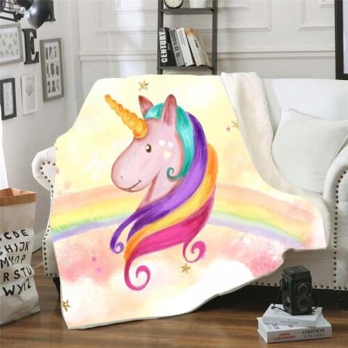 Rainbow Unicorn 3d Printed Sherpa Blanket Couch Quilt Cover Travel Youth Bedding Outlet Velvet Plush Throw Fleece Blanket Duvet