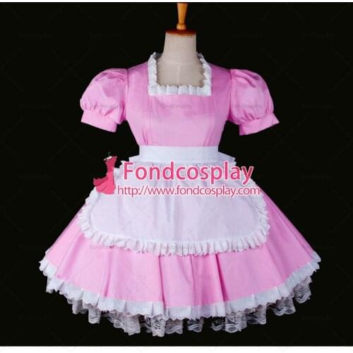 Sexy Sissy Maid Dress Lockable Uniform Pink Cotton Dress Cosplay Costume Custom-made[G770]