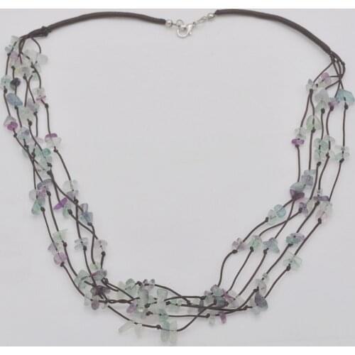 Fluorite Chip Beads Necklace 19 Inch Jewelry For Woman Gift F042
