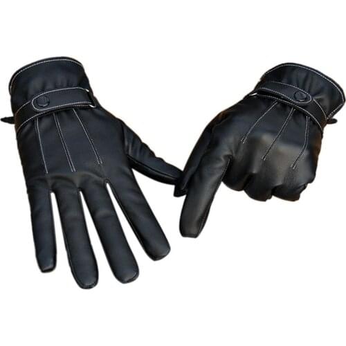 1 Pair Men Winter Soft Cycling Driving Full Finger Touch Screen Warm Gloves