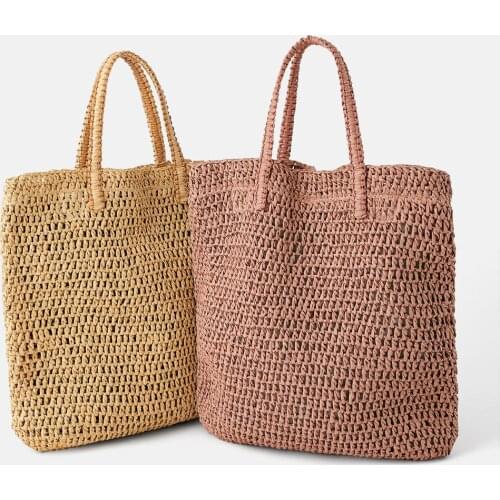 Casual straw women shoulder bags wicker woven handbags rattan summer beach bag large capacity tote lady big purses shopper new