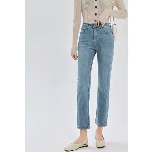 Ripped Jeans Women Ankle Length Capri Pants High Stretch Denim Blue Black Highly Elastic Fabric Trousers Femme Pantalon Jeans