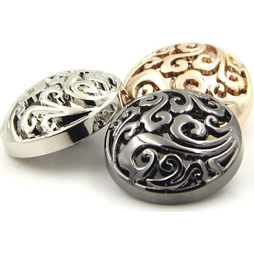 Silver Tone Hollow Pattern Shank Sewing Metal Buttons DIY Sew On Jeans Cloth Buttons Round Scrapbook Decoration 100 pcs/lot