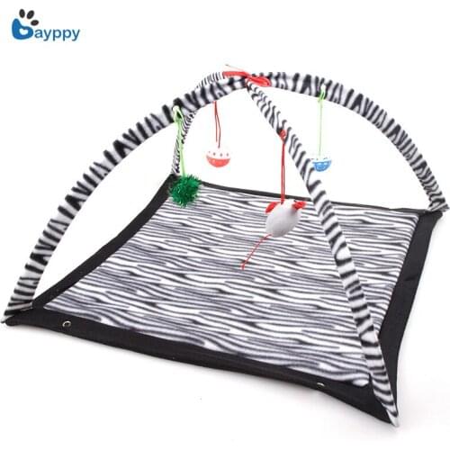 Foldable Pet Cat Bed Cat Play Tent Toys, Cat Kitten Mobile Activity Playing Bed, Pet Furniture Cat House With Ball Pet Supplies