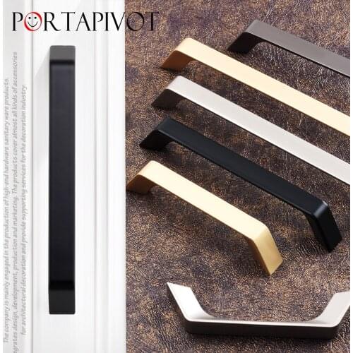 Modern And Simple Solid Furniture Hardware Aluminum Alloy Door Handle Black American Wardrobe Door Handle Small Handle