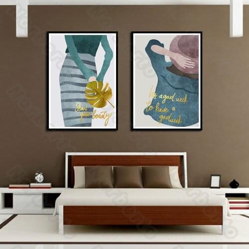 Modern Fashion Style Canvas Painting and Posters Wall The Back of Charming Women Letters Show Your Beauty for Home Rooms Decorat