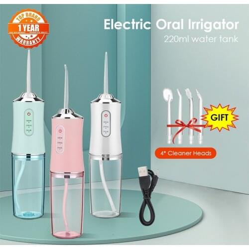 Dental Oral Irrigator Water Flosser Portable Teeth Cleaning Machine 220ml Irrigator USB Scaler Dental Irrigator For Teeth