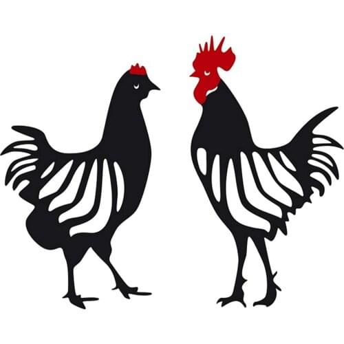 Garden Outdoor Chicken Decoration Wrought Iron Rooster Stake Hollow Out Silhouette Waterproof Tool